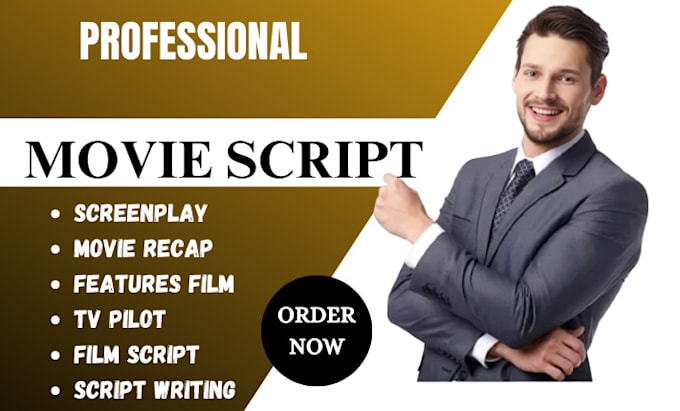 Gig Preview - Write movie script, feature film, youtube script writing, screenplay TV series