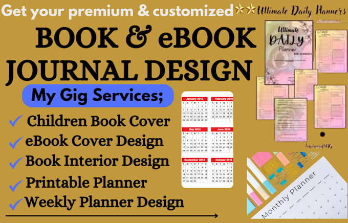 Gig Preview - Design custom planner, calender, journal, tracker for etsy or commercial use