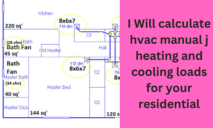 Gig Preview - Calculate hvac manual j heating and cooling loads for your residential