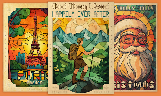 Gig Preview - Create stunning vintage stained glass posters