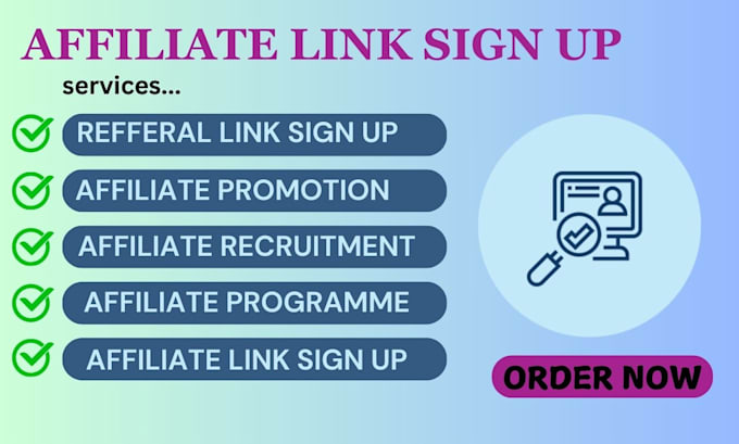 Gig Preview - Affiliate link sign up affiliate link promotion clickbank affiliate recruitment