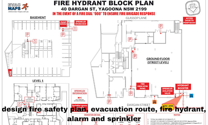 Gig Preview - Design fire safety plan, evacuation route, fire hydrant, alarm and sprinkler