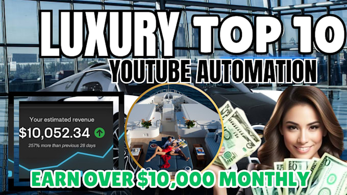 Gig Preview - Create top 10, luxury automation youtube cash cow channel to earn 10k