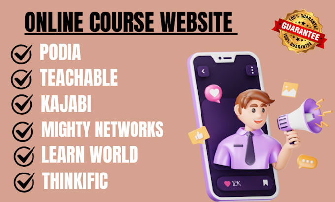 Gig Preview - Do online course website, sales page, kajabi, podia, thinkific mighty networks