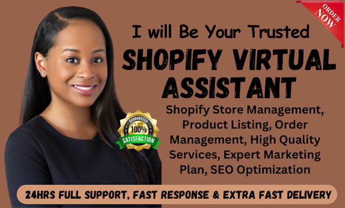 Gig Preview - Shopify virtual assistant, store manager for shopify shipping, sales marketing