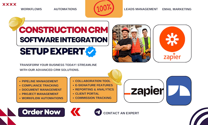 Gig Preview - Setup construction management crm software integration zapier mulesoft jitterbit