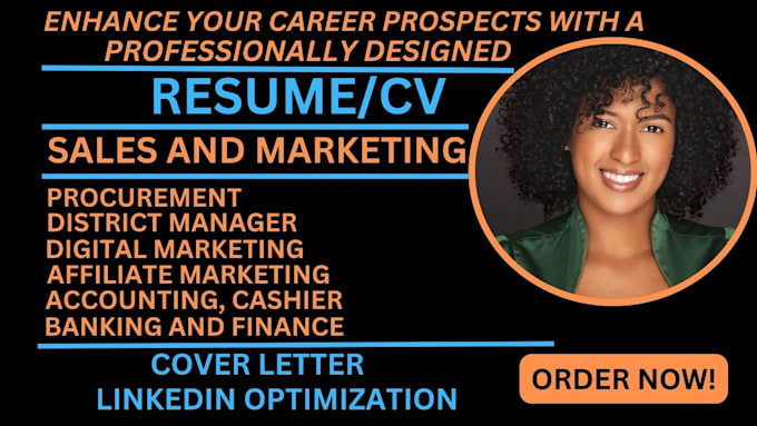 Gig Preview - Write executive sales resume, marketing, copy writing, accounting, brand manager