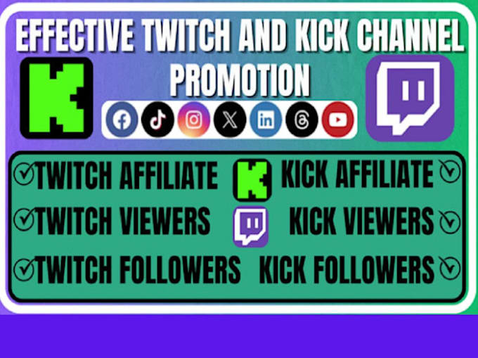 Gig Preview - Organically promote your kick and twitch channel and increase your live viewers