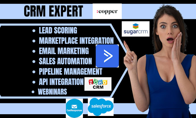 Gig Preview - Do crm zoho crm copper crm getresponse sugar crm salesforce activecampaign for u