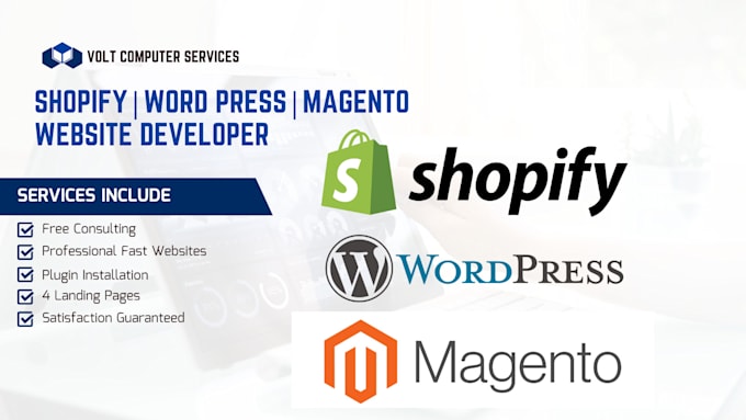 Gig Preview - Build fast responsive shopify or  wordpress   or magento websites