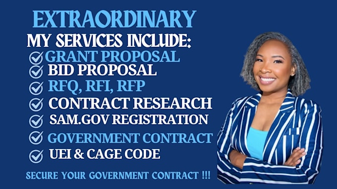 Gig Preview - Write government contract, bid proposal, rfp, rfq, rfi, grant proposal