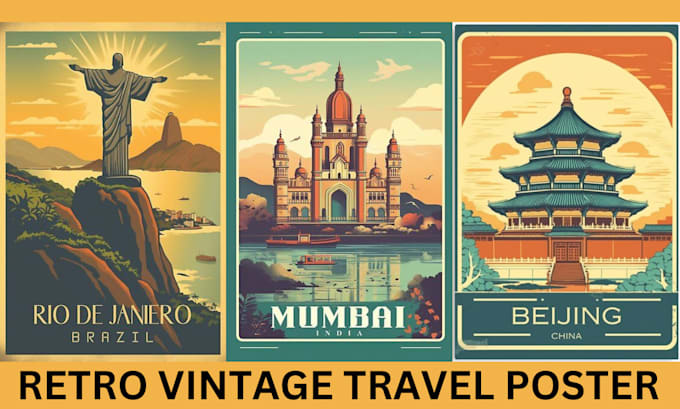 Gig Preview - Make vintage retro travel poster, event poster, art deco, retro poster, wall art