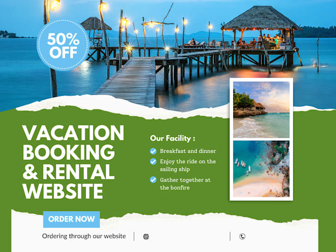 Gig Preview - Create vacation rental website, hotel booking website airbnb travel website