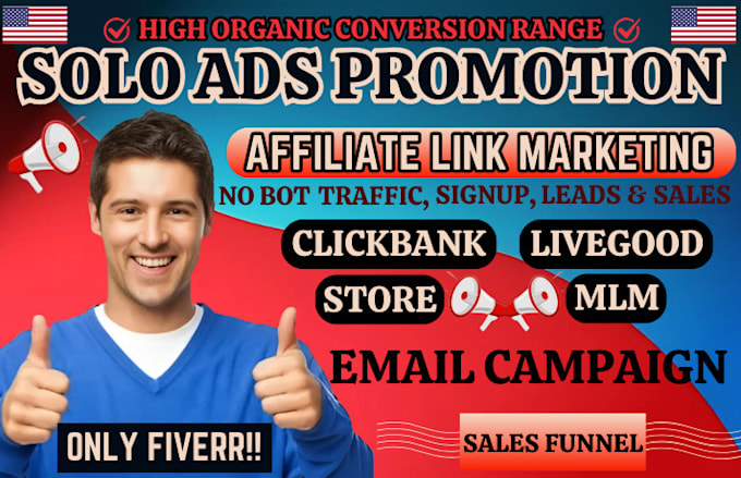 Gig Preview - Do USA solo ads promotion clickbank affiliate MLM link and campaign blast