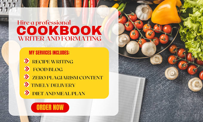 Gig Preview - Write your recipe and food menu recipe creation for your cookbook