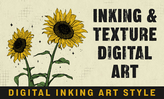 Bestseller - draw digital art illustration in inking style with textures