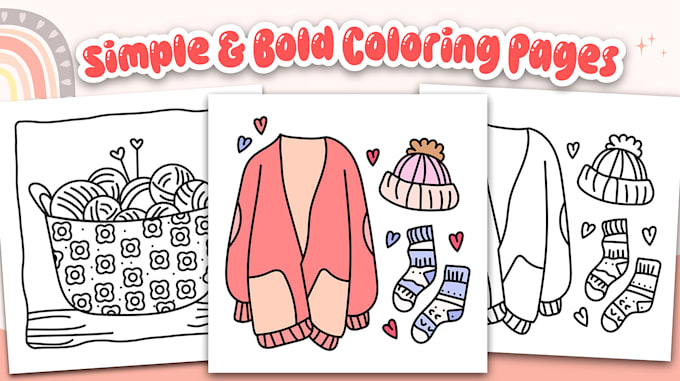 Gig Preview - Make cute and cozy, easy and bold coloring book