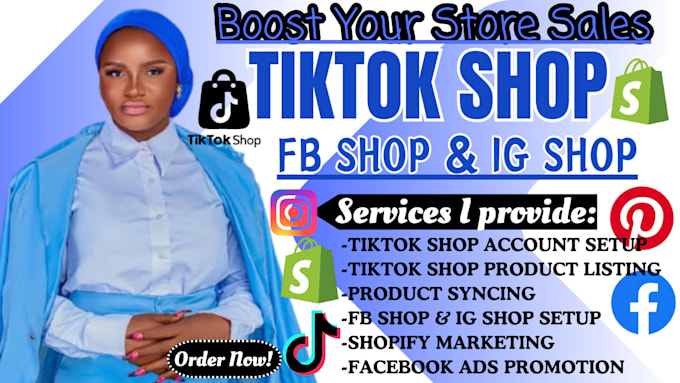 Gig Preview - Setup tiktok shop dropshipping, tiktok shop, tiktok ads, facebook shop setup