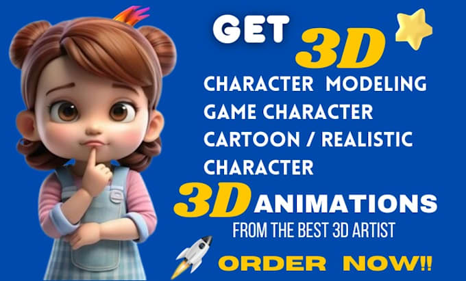 Gig Preview - Do 3d character modeling 3d game character for printing 3d character animation