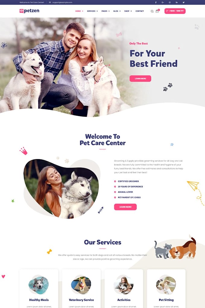 Bestseller - create a professional dog website for pet care, training or pet store business