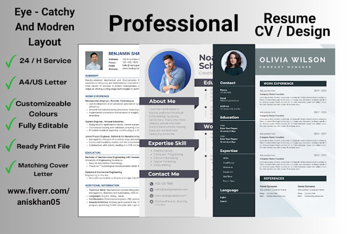 Gig Preview - Design an eye catching resume and CV for job success