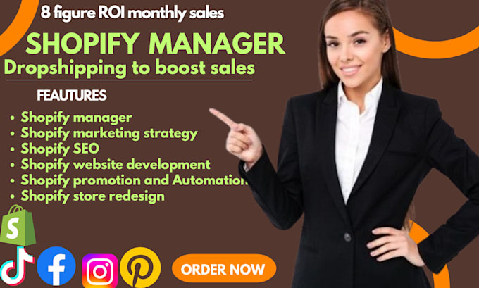 Gig Preview - Be your shopify manager expert for 8 figure monthly ROI shopify  promotion