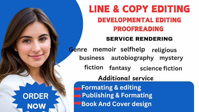 Gig Preview - Proofread and edit,format developmental editor memoir fiction novel book