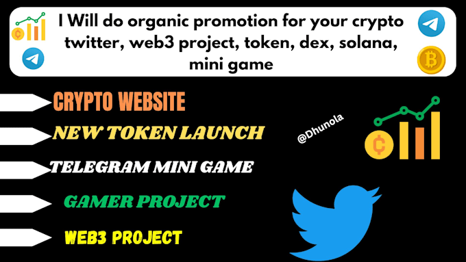 Gig Preview - Do organic promotion for your crypto twitter, web3 project, token, dex, solana