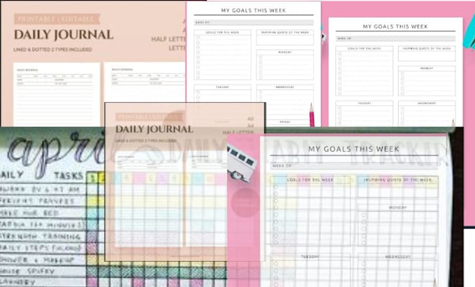 Gig Preview - Design covers and interiors for amazon kdp journal planner tracker and wookbook