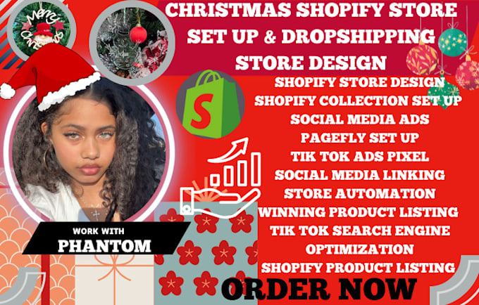 Gig Preview - Design christmas shopify store, dropshipping christmas store shopify design