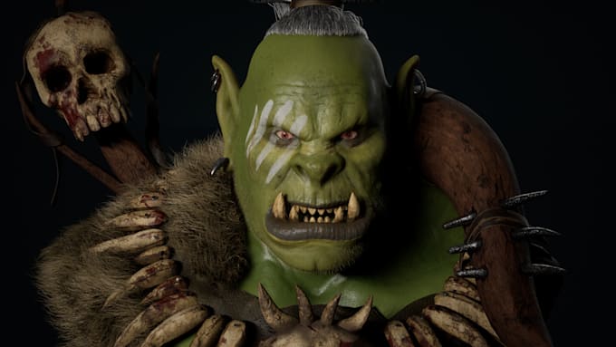 Gig Preview - Sculpt a 3d orc character,orc head bust,game asset, monster,3d printing, ue5 rig