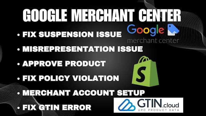 Bestseller - create google merchant center, fix gmc suspension misrepresentation gtin error