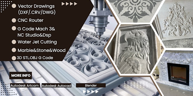 Bestseller - do cnc designs 2d 3d in artcam,blender and autocad