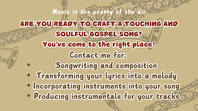 Gig Preview - Compose and sing quality gospel songs backing vocals harmony