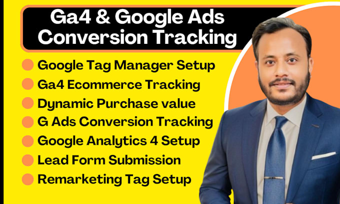 Gig Preview - Setup google analytics 4 ga4 ecommerce tracking ads conversion tracking via GTM