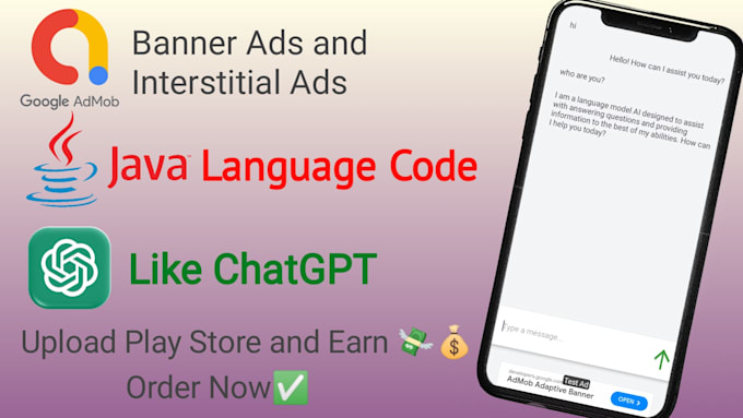 Gig Preview - Create ai chatbot like gpt, earn money by upload play store