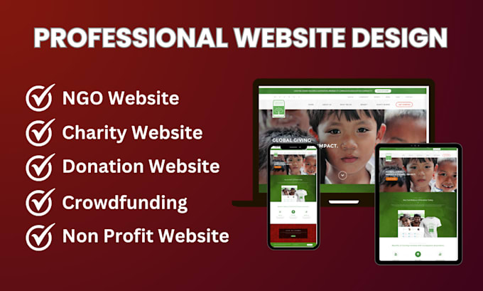 Gig Preview - Design ngo website, charity website, nonprofit website with donation system