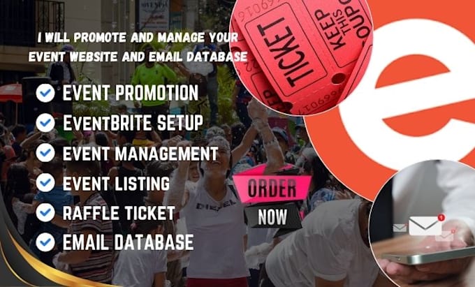 Gig Preview - Do event promotion management raffle ticket design event listing, email database