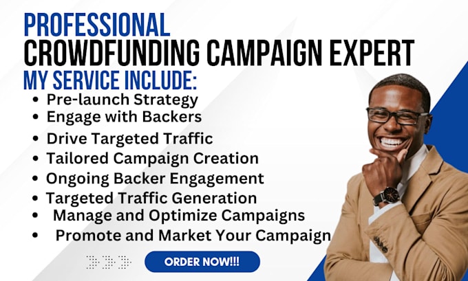 Gig Preview - Do campaign creation, promote gofundme kickstarter manage crowdfunding campaign