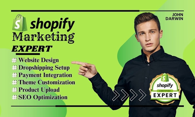 Gig Preview - Do shopify marketing shopify dropshipping website design shopify website