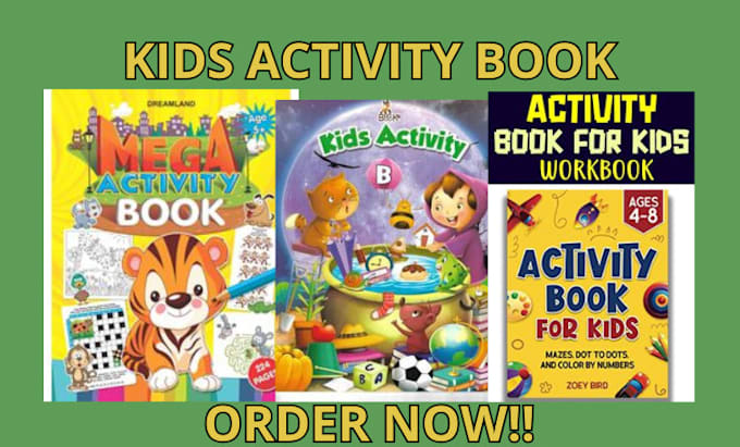 Gig Preview - Custom kids activity book, worksheets, coloring pages and cover design mazes