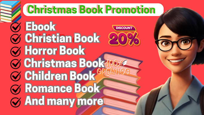 Gig Preview - Organic book promotion, kindle, amazon book, christmas book, book marketing