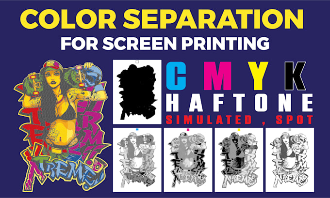 Gig Preview - Do color separation for screen printing cmyk spot simulation n vectorize