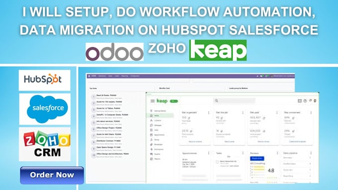 Gig Preview - Setup workflow automation data migration hubspot salesforce zoho keap odoo