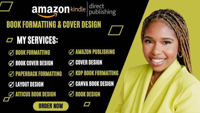 Gig Preview - Do amazon book publishing, canva book design, kdp book formatting, cover design