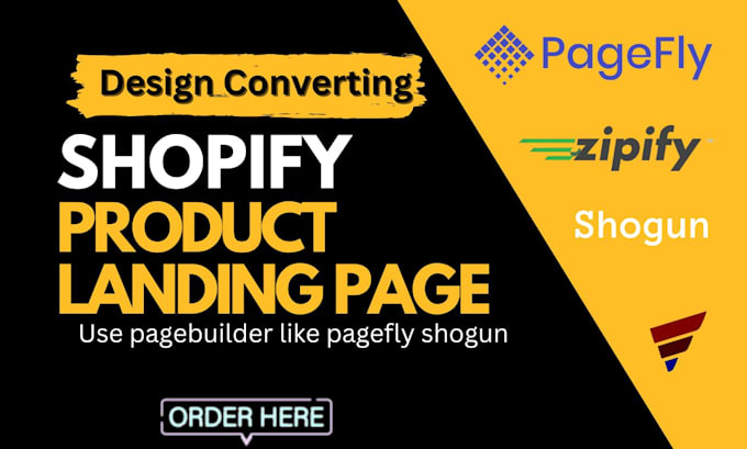 Gig Preview - Shopify landing page shopify one product store with replo gempage pagefly shogun