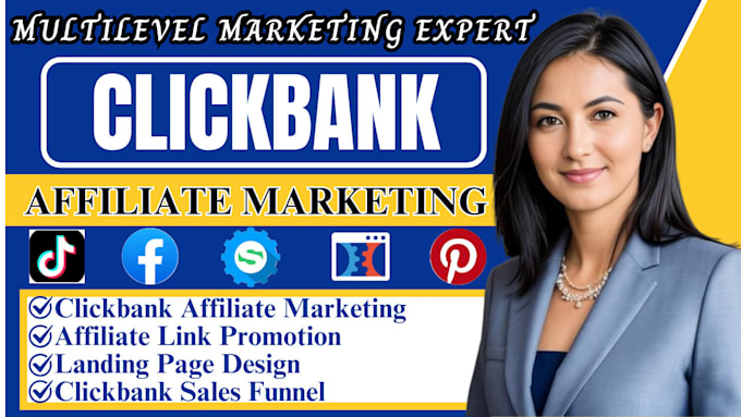 Gig Preview - Do clickbank affiliate marketing sales funnel, MLM link promotion,amazon website