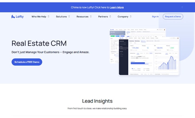 Gig Preview - Lofty crm real estate website kvcore website pipedrive automation chime followup