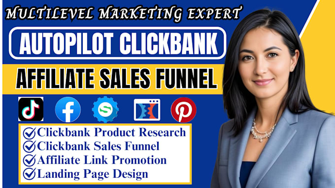 Gig Preview - Create autopilot clickbank affiliate marketing sales funnel landing page website