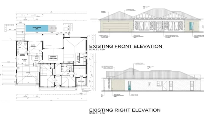 Gig Preview - Architectural floor plans, site plan elevation, section, 2d housing cad drawing